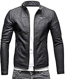 Crone Epic Herren Lederjacke Cleane Basic Leder Jacke in vielen Varianten und Farben (L, Matt Black (Schafsleder))