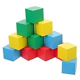 Milisten 12 Stück Teiliges Bunte Holzbausteine Kreative Lernspielzeuge für Große Bausteine Rot Gelb Blau und Grün Handfertigkeit und Kreativität
