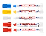 edding 4-950 Spezialmarker 950 industry painter (1x Blau / 1x Gelb / 1x Weiß / 2x Rot, 10 mm)