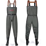 YOOHBERRYS Wathose Herren Damen, Angelhose für Erwachsene mit Stiefel, Atmungsaktive Wasserdicht Watthosen für Sport Angelliebhaber, Angeln, Wassersport, Outdoor Aktivitäten (Grün, 43)