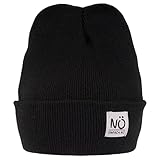 GEBETTER Winter Beanie Mütze Nö Strickmütze Einheitsgröße Wintermütze mit Einstickung Bestickt Schwarz für Jungen Mädchen Herren und Damen