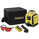 STANLEY Kreuzlinienlaser Rotationslaser Laser Messgerät (vollautomatischer Horizontallaser, Rotationsgenauigkeit: +/- 6 mm/30 m, inkl. Empfänger, Zieltafel, Laserbrille, 2x Batterien) - STHT77616