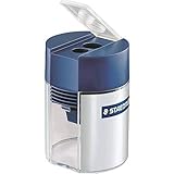 STAEDTLER Doppelspitzdose, für unterschiedliche Stiftformate, geeignet für normalstarke und für jumbo Blei- und Farbstifte, Verschlussdeckel mit Drucktaste, 512 001