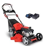 Scheppach MS173-51E Benzin Rasenmäher - 51cm Schnittbreite | E-Start | Reinigungsfunktion | 65 Liter Fangkorb | Stahlgehäuse | 7-stufige Höhenverstellung | Mulchfunktion | Radantrieb | Seitenauswurf