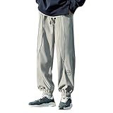 Generisch Baggy Jogginghose Herren Sweatpants Weites Bein Sporthose Regular Fit Jogging Hosen MäNner Trainingshose Breite Sweathose Lässig Sweathose mit Taschen Robust Outdoorhose Y2K (Grey, XL)