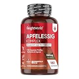 Apfelessig Kapseln - 1860mg Apfelwein Essig Komplex aus Muttersaft & Lactobacillus Gasseri, Kurkuma, Ingwer & Cayennepfeffer - 180 Kapseln für 2 Monate - Apple Cider Vinegar - WeightWorld