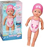 BABY born My First Swim Girl, Aufzieh-Badepuppe, wasserfest, funktioniert ohne Batterien, 30 cm große Puppe, 834060 Zapf Creation, Rosa