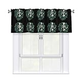YYHWHJDE Kurze Vorhänge mit Querbehang mit Skelett-Motiv und Rankenmotiv, 137,2 x 45,7 cm, Heimdekoration für Küche, Badezimmer, Waschküche, Studio, oberes Fenster