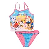 United Labels Paw Patrol Tankini Badeanzug für Mädchen mit Rüschen, Hello Summer, Rosa Blau, 122-128, zweiteiliges Bademode Set Kinder, Schwimmkleidung