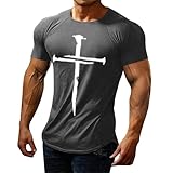 Yowablo T-Shirt Herren Herren Sommer Casual Print T-Shirt Bluse Rundhals Tops (1-Dark Gray, XXXXL)