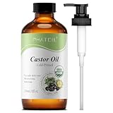 PHATOIL Rizinusöl Bio 236ml - 100% Rein Natürlich Castor Oil mit Pumpe - USDA Organic - Kaltgepresst - Hexanfrei - Vegan & Cruelty Free - für Haare, Wimpern, Augenbrauen, Nägel, Bart