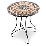 MACOShopde by MACO Möbel Raburg Mosaiktisch, 60 cm Ø, runder Gartentisch mit Mosaikmuster, Balkon- und Terrassentisch, mediterranes Flair, liebevolle Handarbeit, Mayla, Anthrazit-Terrakotta