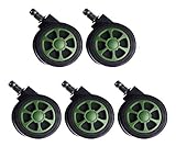 RAGOPILEN Lenkrollen Räder, Packung mit 5 PU-Stuhlrollen, 2,5 Zoll, M11, 360° drehbar, 400 kg, Mehrfarbig(Green)