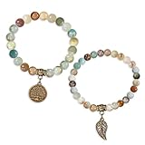FCXQG 2Pcs Chakra Armband Echte Steine Chakren Armband Baum Des Lebens Yoga Heilstein ArmbäNder Chakra Schmuck MäDchen Schmuck FüR Yoga Und Meditation