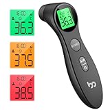Femometer Stirnthermometer für baby Kinder und Erwachsene, Fieberthermometer kontaktlos mit Fieberalarm, 1s sofortig genaues Messwert, Schwarz