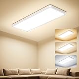 Uwithm Deckenlampe LED Deckenleuchte Flach, 58x22x2.9CM LED Panel 32W 3000LM 3000K/4000K/6500K IP44 Küchenlampe Decke, Lampen Deckenlampen Lang für Wohnzimmer Schlafzimmer Küche Badezimmer Flur, Weiß