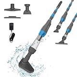 PoolyPoly 3 en 1 Poolsauger Kabellos mit Akku, Pool Handsauger Bodensauger, Poolreiniger mit Teleskopstange, 90 Minuten Laufzeit Pool Staubsauger für kleine Pools, Spas, Whirlpools, Grau
