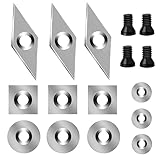 Hartmetall Wendeschneidplatten Set für Drehmeißel, 12 Stück CNC Hartmetall Drechselwerkzeuge für Holz Drechselwerkzeug mit 4pcs M4 Schrauben, Hartmetalleinsätze,Round Shape Cutters Sharp Point Fit