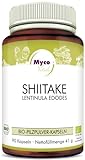MycoVital Bio Shiitake Pilzpulver-Kapseln 90 Stück je 450 mg aus deutschem Anbau - 100% Vegan & Ohne Zusätze