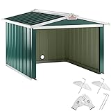 Gardebruk® Mähroboter Garage 86x100x63cm Satteldach Metall Witterungsbeständig 4X Erdanker Carport Rasen Garten Grün