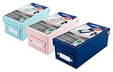 3x Lernbox DIN A8 / Karteikasten / 1200 Karteikarten / je 1x pink, türkis + blau