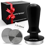 umrienso® Espresso Tamper 58,5 mm Set mit Ripple+Flat Base tauschbar|Kaffee Tamper druckregulierend 15kg|Siebträgermaschine Zubehör–Siebträger zubehör|Tamper für Espresso Set|Barista Zubehör (58,5mm)