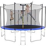 KINETIC SPORTS Trampolin Outdoor Salto Ø 430 cm - TÜV Rheinland geprüft, Kindertrampolin Gartentrampolin Set mit Leiter, Netz, Randpolster, USA Sprungtuch – bis 160 kg, Blau