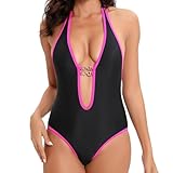 Badeanzug Damen Bauchweg Sexy Geschlossener Rücken Einteiliger Badeanzug Bikini Badebekleidung Badeanzug Shape Badeanzug Damen Bikini Mädchen Monokini Sommer Rückenfreier Bikini Badeanzug Set