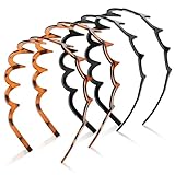 Hanyousheng 4 Stück Gewellte Kunststoff Haarband, Zickzack Haarreif, Haifischzahn Haarkamm Haarband, Rutschfestes Stirnband für Sport Fitness Tägliches für Damen Und Mädchen
