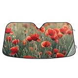 Frontscheibenabdeckung Mohnfeld Autoscheibenabdeckung Uv Schutz Auto Windschutzscheiben Abdeckung Universal Windschutzscheibenabdeckung Für SUV Truck Die Meisten Autos M