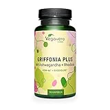 5-HTP Kapseln | aus Griffonia | Mit Ashwagandha KSM-66® und Rhodiola Rosea Rhodiolife® | Adaptogene Komplex | Laborgeprüft | Ohne Zusatzstoffe | Deutsche Produktion von Vegavero®