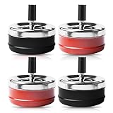 4 Stück Aschenbecher Drehdeckel, Aschenbecher Für Draußen, Drehaschenbecher, Aschenbecher Mit Deckel Und Edelstahleinsatz, Drehen Aschenbecher Für Home Office Balkon Partys Outdoor(Schwarz, Rot)