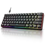 KOORUI Gaming Tastatur, 60% Mechanisch Tastatur 26 RGB Hinterleuchtet Kabelgebunden Deutsches Layout QWERTZ Gaming Keyboard für Windows MacOS Linux-Rotem Schalter