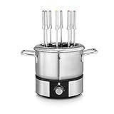 WMF Lono Fondueset für 8 Personen, Fondue elektrisch, 1400 W, Temperaturregulierung, Gabel-Halterung, Induktionstopf 1,2l, Hot Pot, edelstahl matt