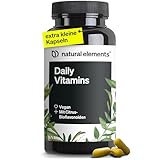 natural elements Daily Vitamins – 120 Multivitamin Kapseln – alle wertvollen Vitamine A-K – perfekt für Sportler – vegan, hochdosiert, ohne unnötige Zusätze – in Deutschland produziert & laborgeprüft