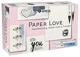 KREUL 49933 - Paper Love, Kreativ Set für alle Papierliebhaber, Masking Marker fine, Aqua Paint Marker schwarz, Transfer Marker edge, Wassertankpinsel, Motivbogen und Block 10 Blatt DIN A6