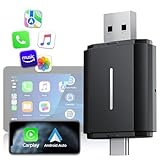 Lamto CarPlay Wireless Adapter 2 in 1 für Apple & Android Auto,Wireless CarPlay Adapter Dongle Konvertieren Werkseitig Verkabeltem CarPlay zu Wireless Plug&Play, 5,8GHz Wi-Fi, iOS 10+ & Android 11+