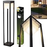 Lumiled LED Wegeleuchte 12W Außen Pollerleuchte 1140Lm 3000K IP54 80cm Schwarz Aluminium Wegbeleuchtung Außenleuchte Außenbeleuchtung Gartenleuchte Wegelampe stehend spritzwasserdicht warmweiß