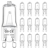 AUZOSL G9 Halogen Leuchtmittel, 40W, 230V, Energiesparend, Dimmbar, 480lm, Warmweiß 2700K, für Backofen, Mikrowelle, Herd, 12 Stück