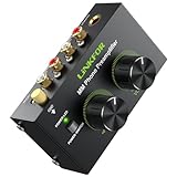 LiNKFOR Phono-Vorverstärker Phonograph-Vorverstärker Ultra-Kompakter Vorverstärker mit Netzschalter Lautstärkeregler Cinch Eingang/Ausgang 1/4'' TRS-Ausgang DC 12V für Plattenspieler mit MM-Abtast