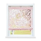 SCHOAL Raffrollo ohne Bohren Raffgardinen Ausbrenner Gardinen Transparent Ösenrollo Vorhänge mit Ösen 1 Stück BxH 100x130 cm Rosa