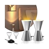 BrightWish LED Uplight Spot Bodenstrahler innen, Bodenleuchte LED Bodenlampe 6W für Indirekte Beleuchtung Wohnzimmer, Stehlampe mit Fußschalter, Warmweiß 3000K E14 Lampe (Silber, 2 Stück)