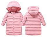 Happy Cherry Kinder Wintermantel Mädchen Daunenjacken mit Kapuze Jungen Lange Winterjacke Herbst Winter Winddicht Daunenmantel Outwear Rosa 130