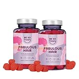 Haare Gummibärchen Biotin Hochdosiert 6000mcg, 120 Tage, Doppelpack mit Zink, Selen und den Vitaminen A, B6, B12, C, D, E, 120 gummies, Erdbeergeschmack, Vegan, BeSoHappy®