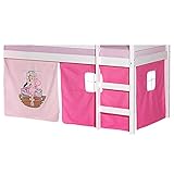 IDIMEX Vorhang Gardine Bettvorhang Ballerina zu Hochbett Rutschbett Spielbett in rosa/pink