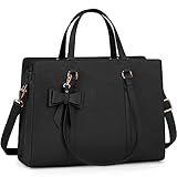 NEWHEY Handtasche Damen Shopper Damen Große Schwarz Tasche Damen Laptoptasche 15.6 Zoll PU Leder Umhängetasche Arbeitstasche für Business Arbeit Schule