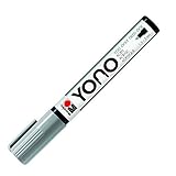 Marabu 12400103078 - YONO Marker, Grau 078, vielseitiger Acrylstift mit japanischer Rundspitze 1,5 - 3 mm, wasserbasiert, lichtecht und wasserfest, für nahezu alle Untergründe