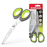 Titanium Schere 17,5cm mit erweitertem Schneidwinkel - extra scharfe 3D-bogenförmigen Edelstahlklingen mit Titanbeschichtung - Bastelschere mit Antihaft-Eigenschaften - Universalschere