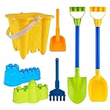 Bemonew Sandburg-Bausatz, Sandspielzeug inklusive Eimer, Schaufeln und Burgformen, tragbares Strandspielzeug für Mädchen und Jungen