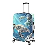 Pzuqiu Reisegepäckhülle mit Meeresschildkröte, elastisch, waschbar und dehnbar, kratzfest, Reisekoffer-Abdeckung, zugelassenes Reisezubehör, Gepäckhüllen, Meeresschildkröte, S (18-21 inch suitcase)